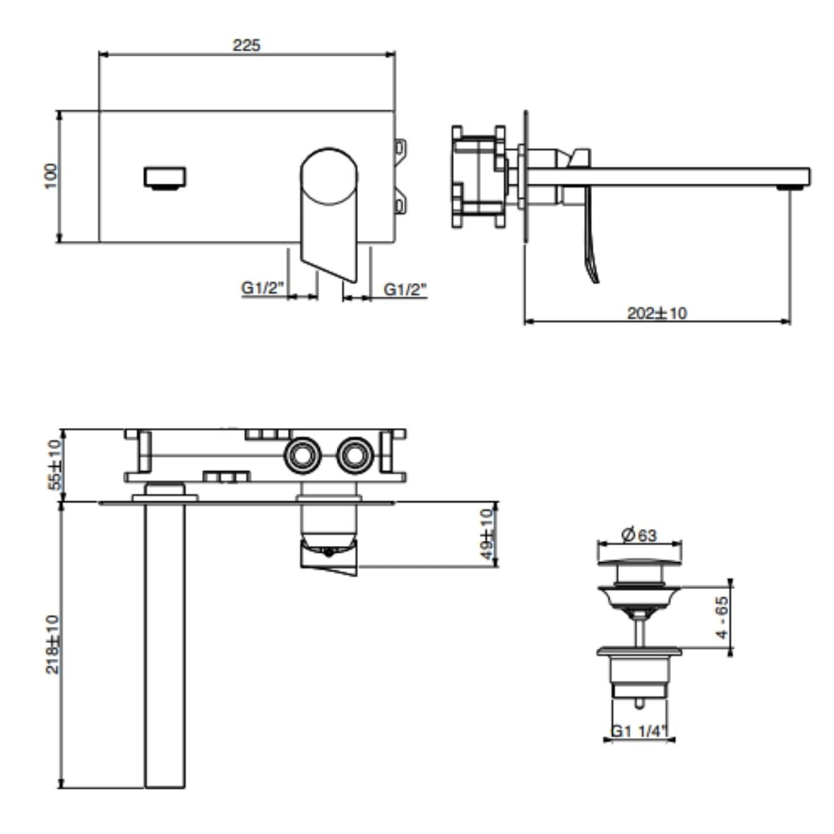 GATTONI Miscelatore lavabo incasso a muro SOFFIO 8135/81