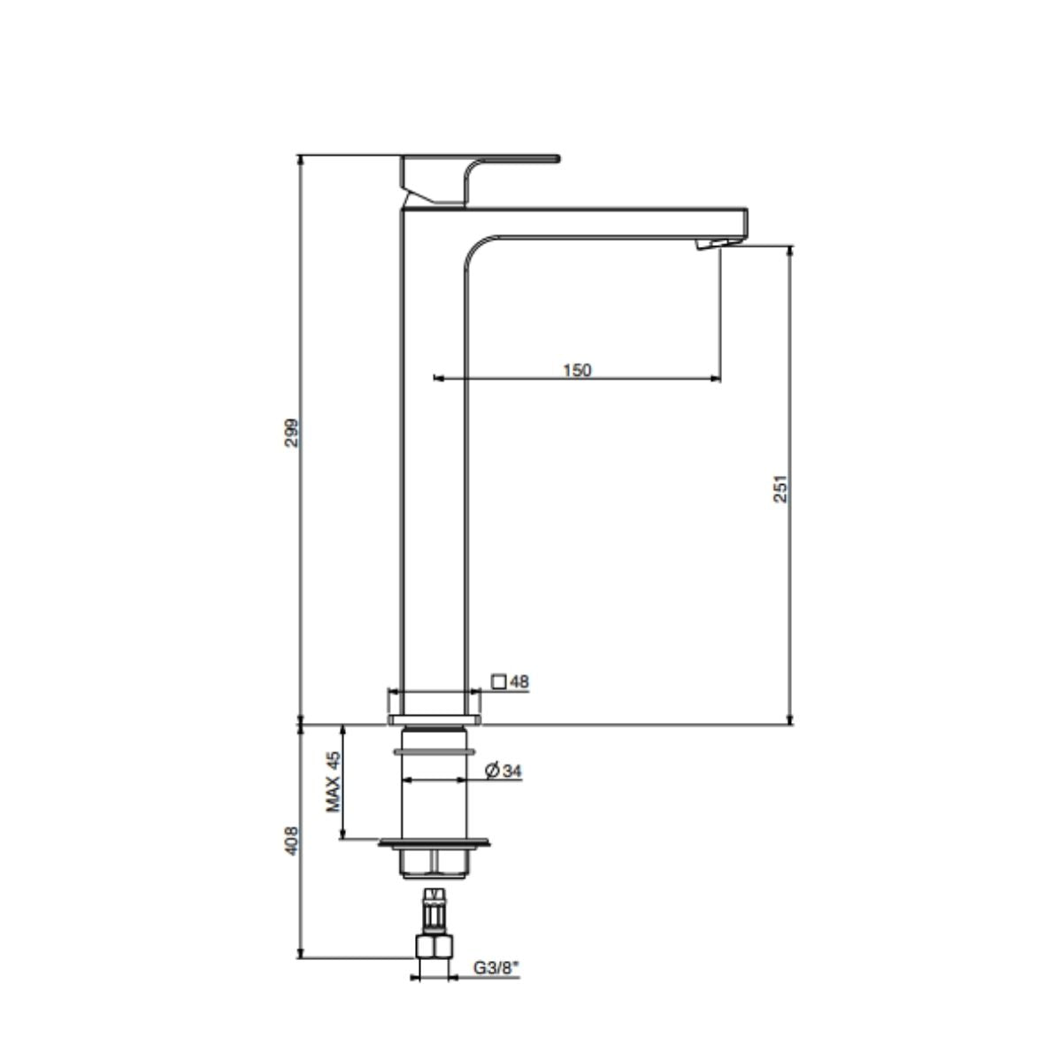 GATTONI Miscelatore lavabo alto KUBIK 2584/25