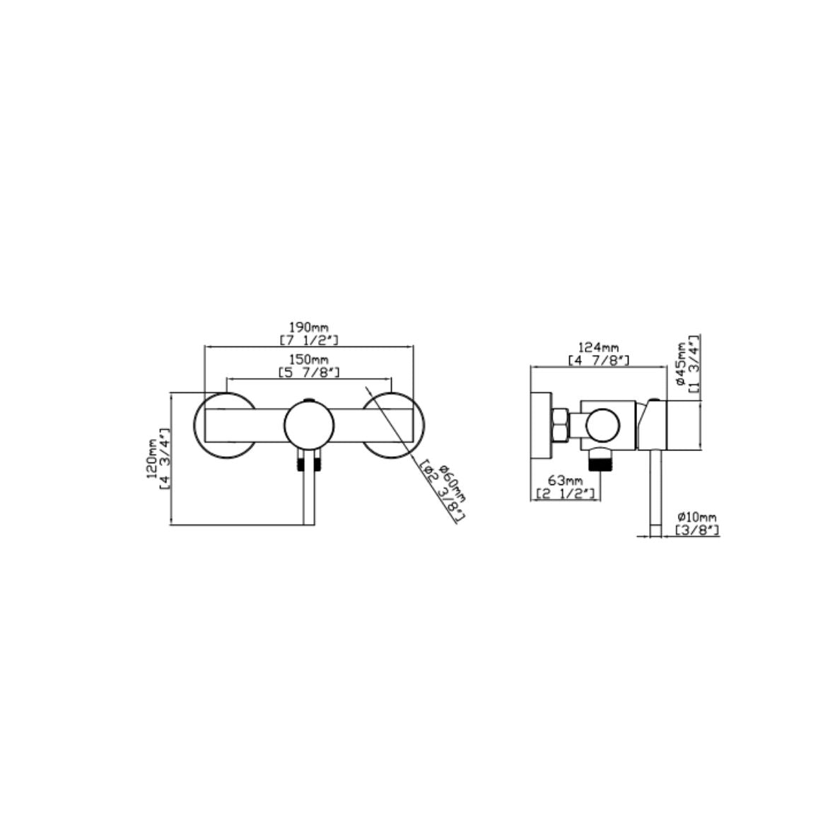 KARAG Miscelatore doccia esterno ARTEMIS cartuccia ceramica doccetta inox supporto in ottone flessibile pvc 150 cm