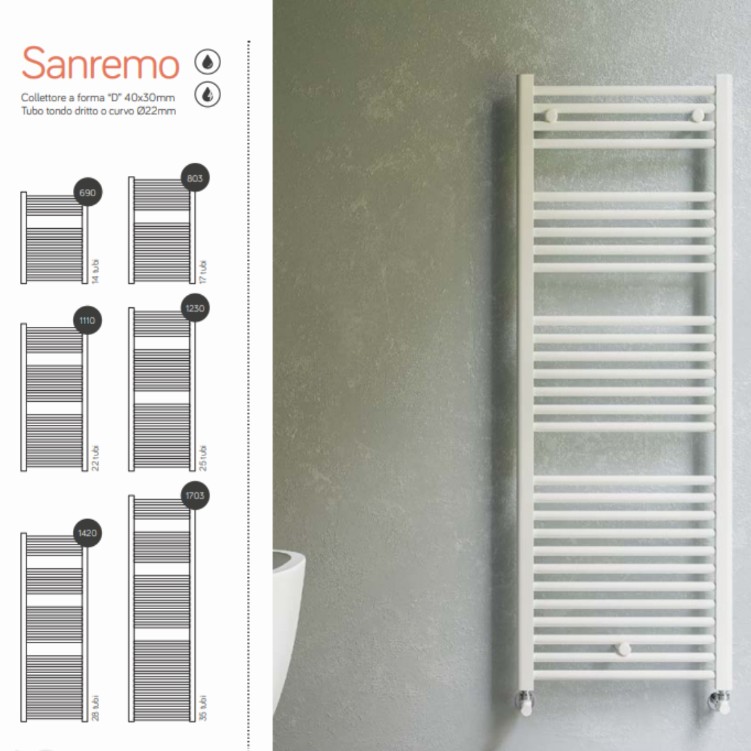 Terrmoarredo scaldasalviette SANREMO H 1703 mm bianco