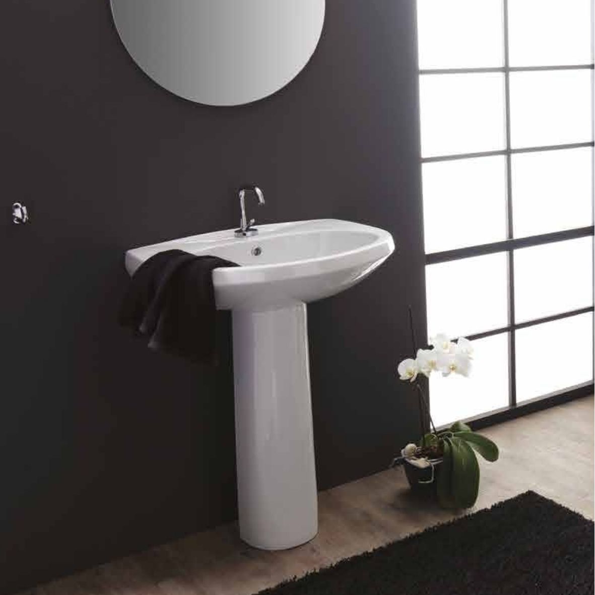 LAVABO  CON COLONNA SERIE FLY CM 63