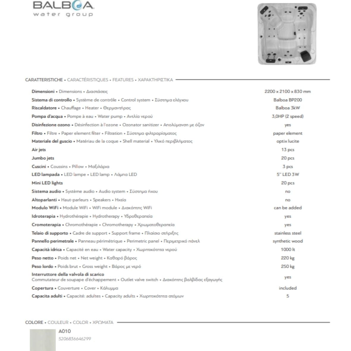 KARAG Minipiscina SPA M-3522 190x190x76 cm