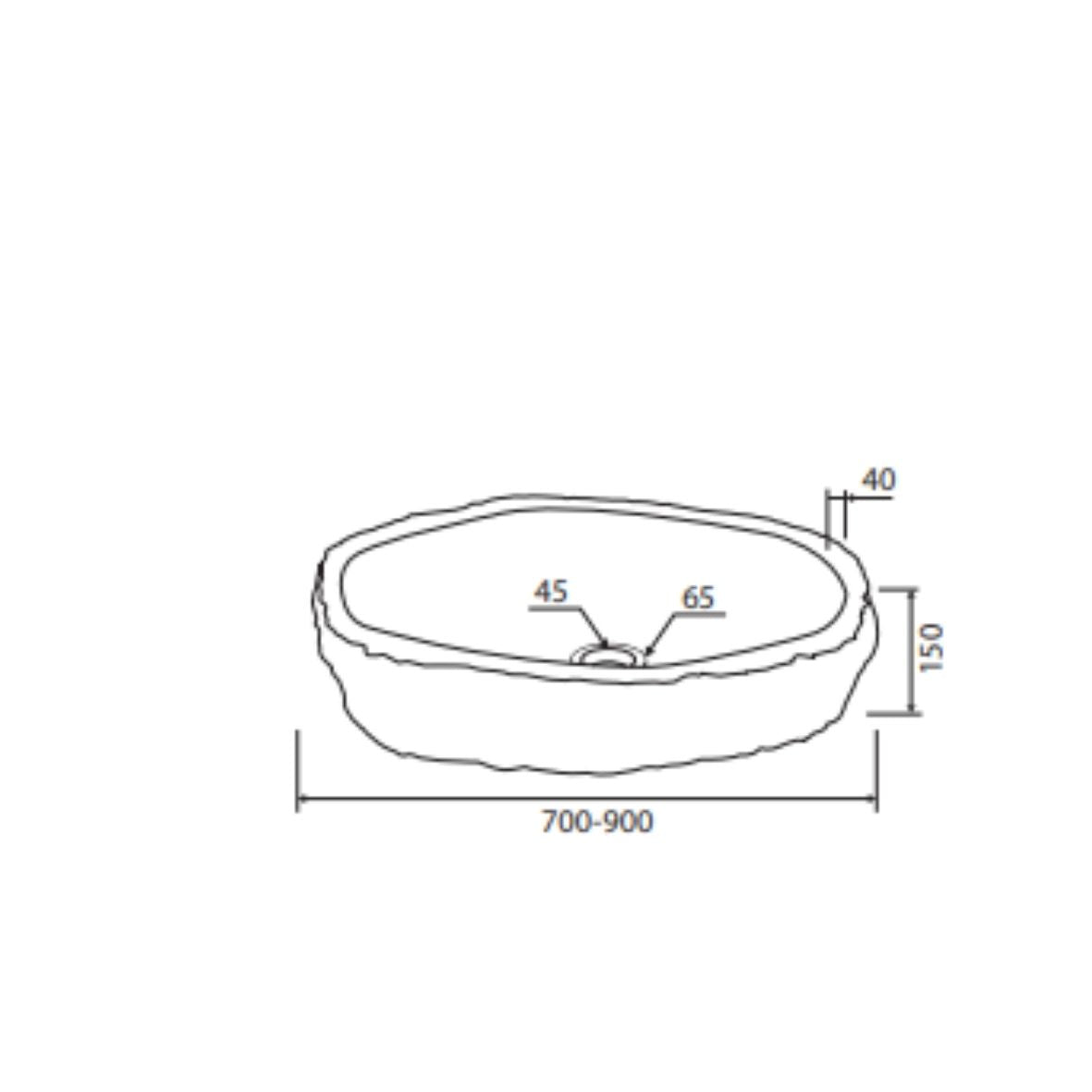KARAG Lavabo da appoggio RIVER STONE NRSL in onice grey 700-900x340-450x150 mm