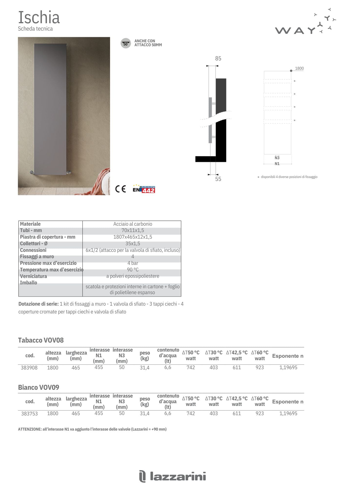 Termoarredo ISCHIA H 1800 mm L 465 mm