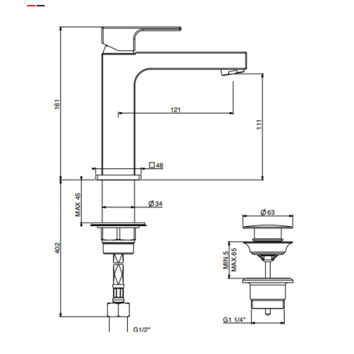 GATTONI Miscelatore lavabo KUBIK 2577/25