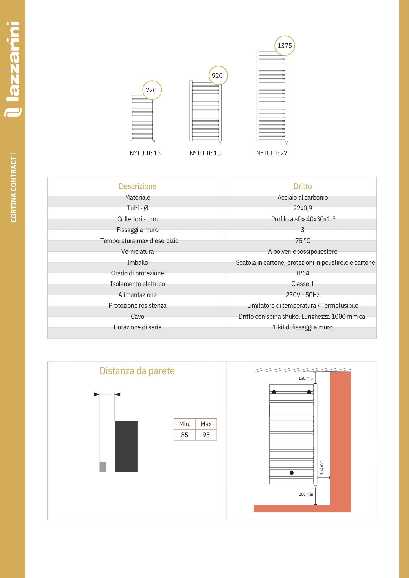 Termoarredo scaldasalviette elettrico CORTINA CONTRACT bianco