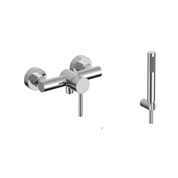 KARAG Miscelatore doccia esterno ARTEMIS cartuccia ceramica doccetta inox supporto in ottone flessibile pvc 150 cm