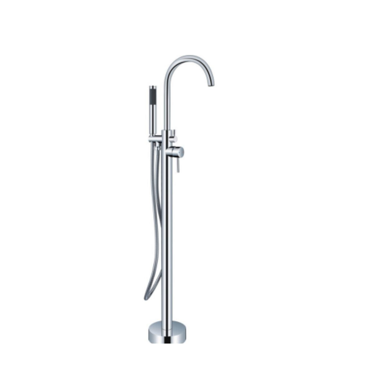 KARAG Miscelatore vasca da terra ARTEMIS cartuccia ceramica doccetta ABS flessibile inox 150 cm