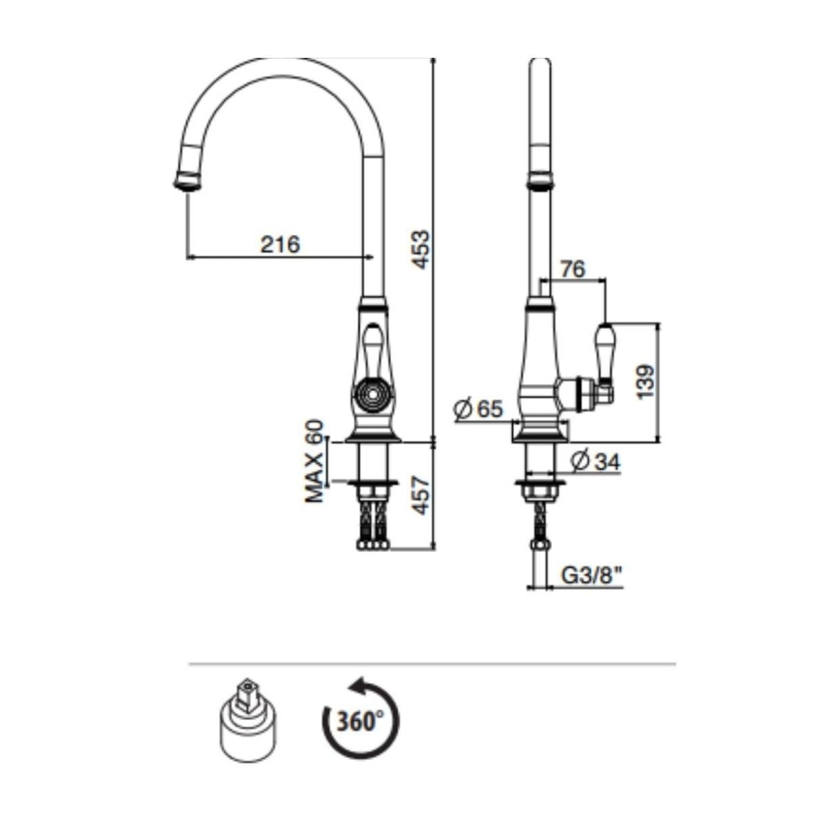 GATTONI MECH Miscelatore lavello cucina C820/PC