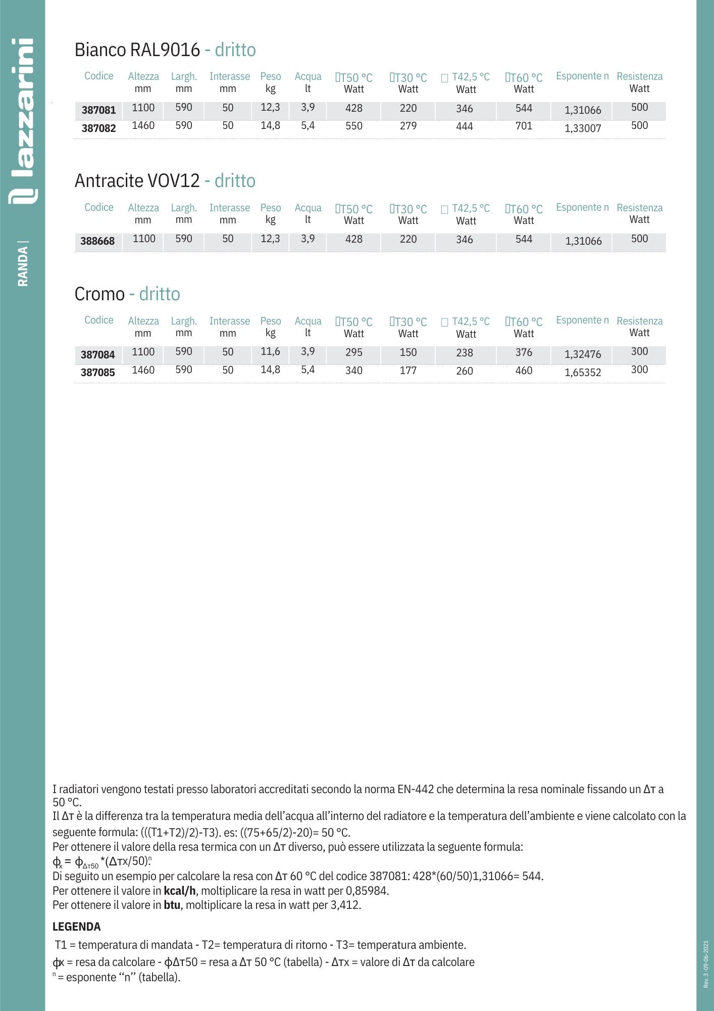Termoarredo scaldasalviette RANDA L 590 mm interasse 50 mm bianco