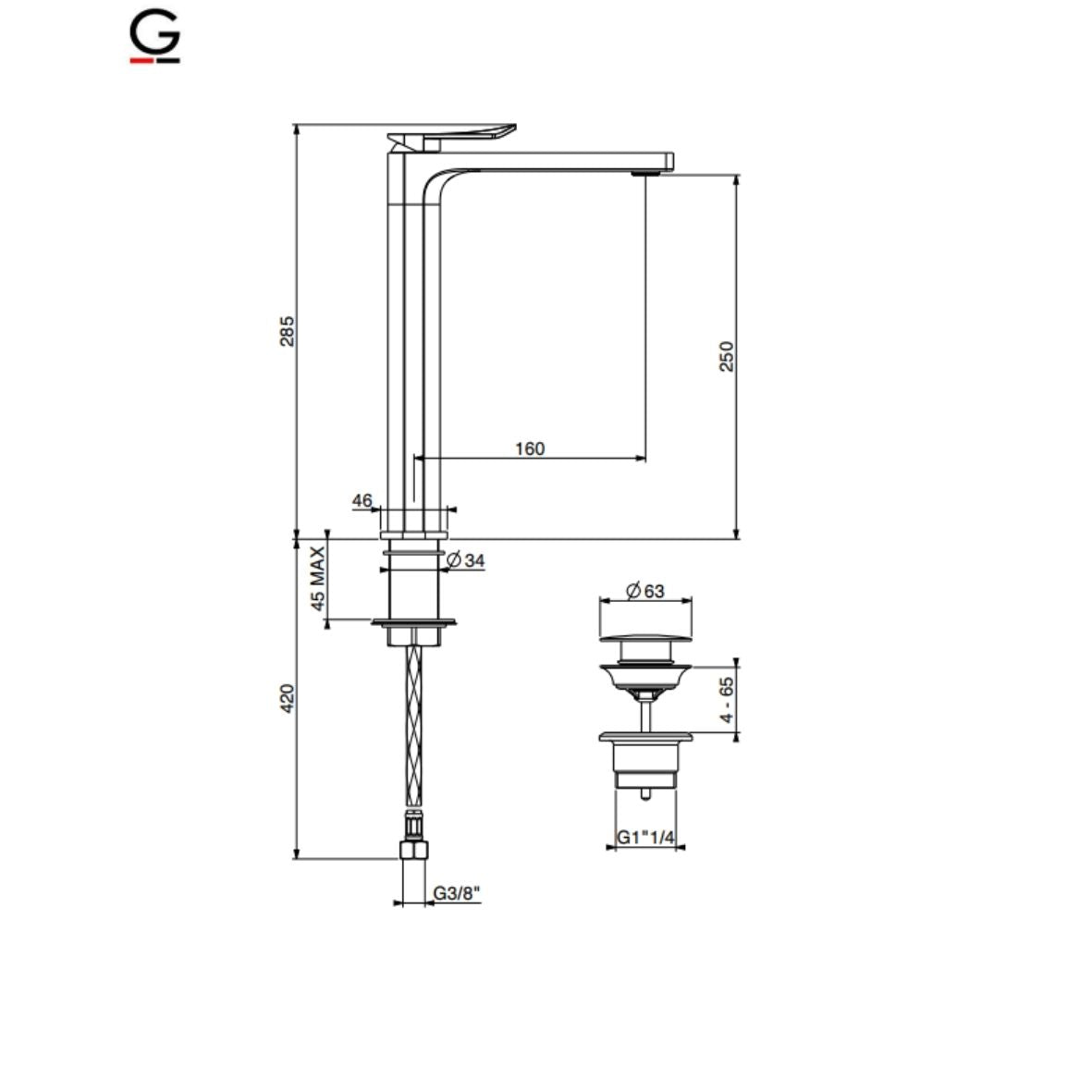 GATTONI Miscelatore lavabo alto SOFFIO 8146/81