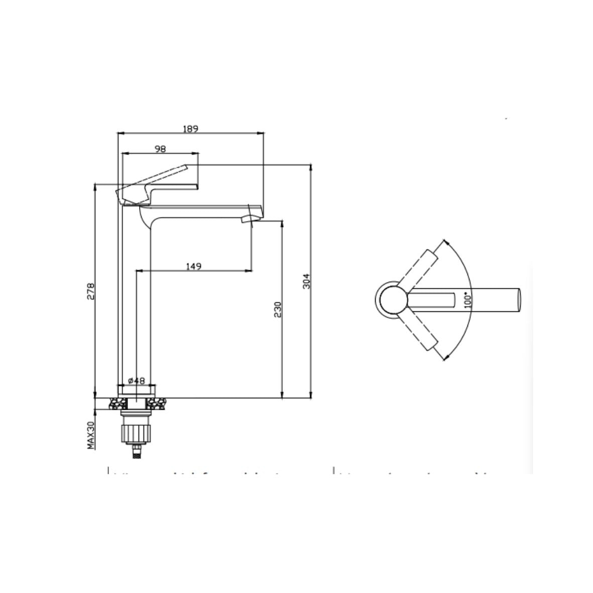 KARAG Miscelatore lavabo alto TATI cromo cartuccia ceramica flessibili collegamento 35 cm