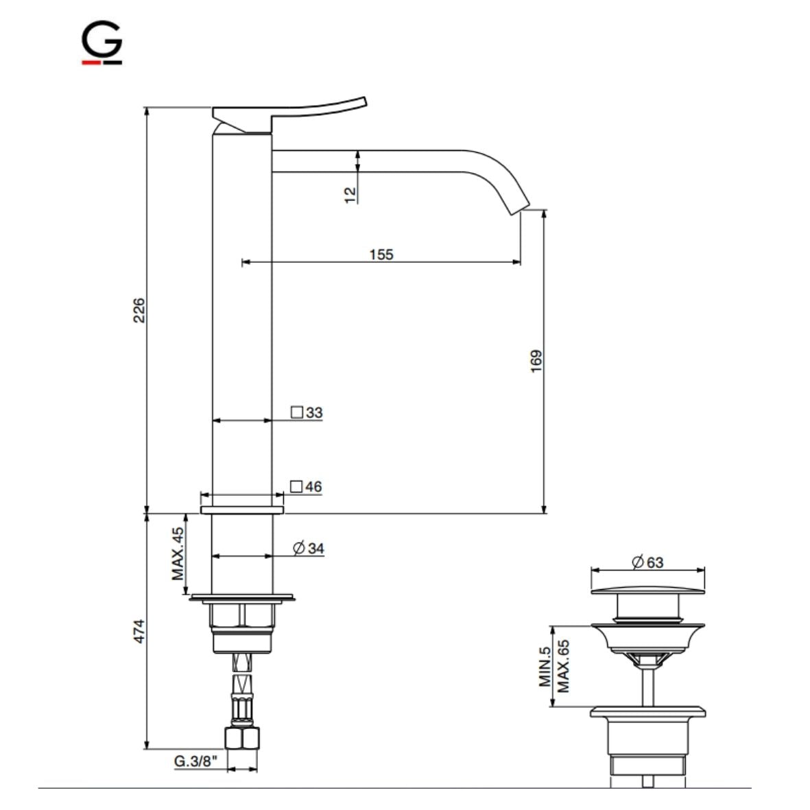 GATTONI Miscelatore lavabo alto ELY 8846/88