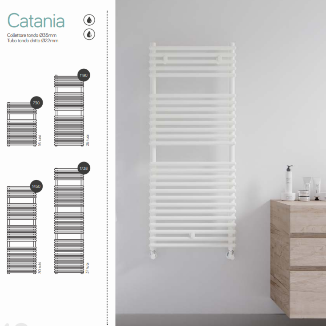 Termoarredo scaldasalviette  CATANIA  H 1450 mm bianco