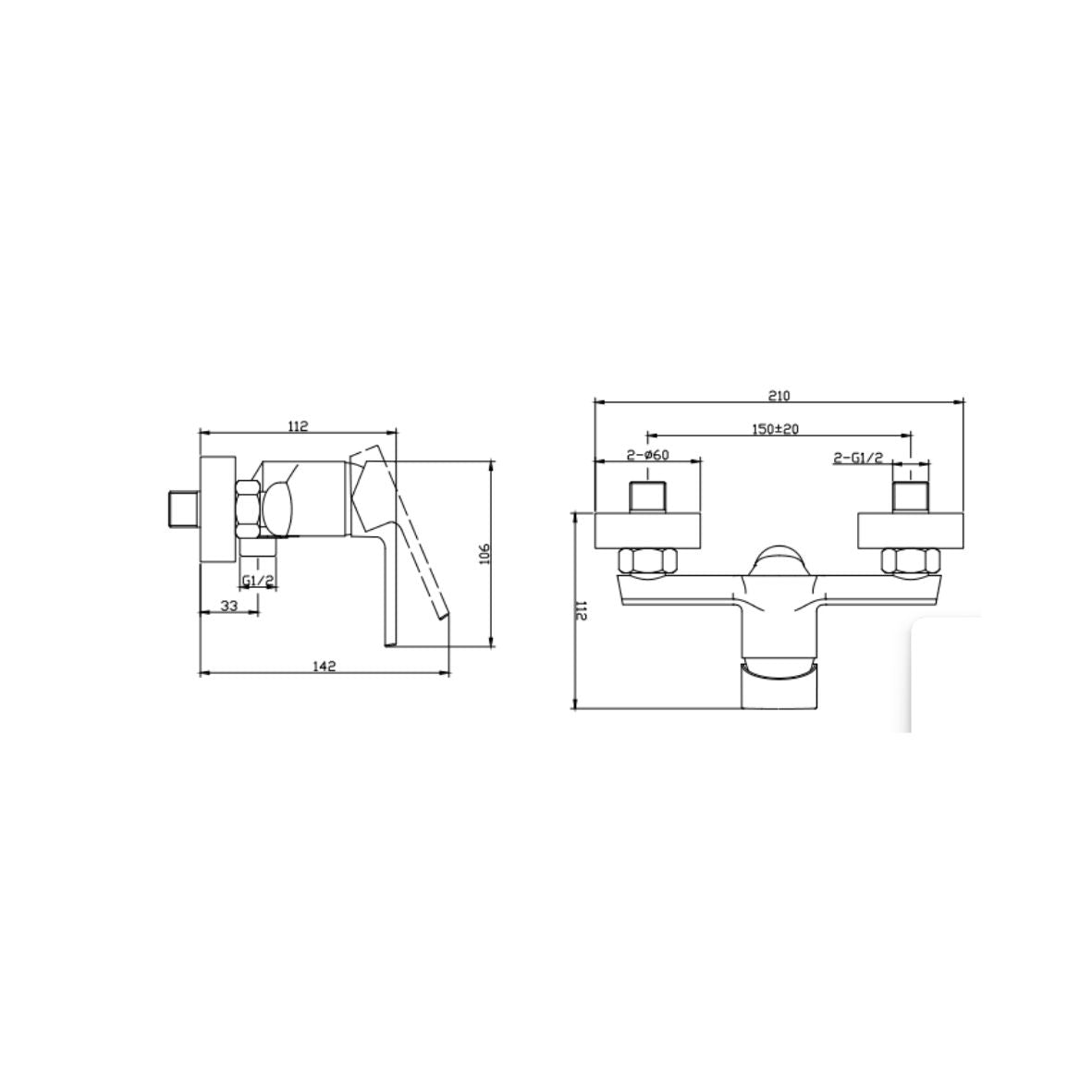 KARAG Miscelatore doccia esterno TATI cromo cartuccia ceramica