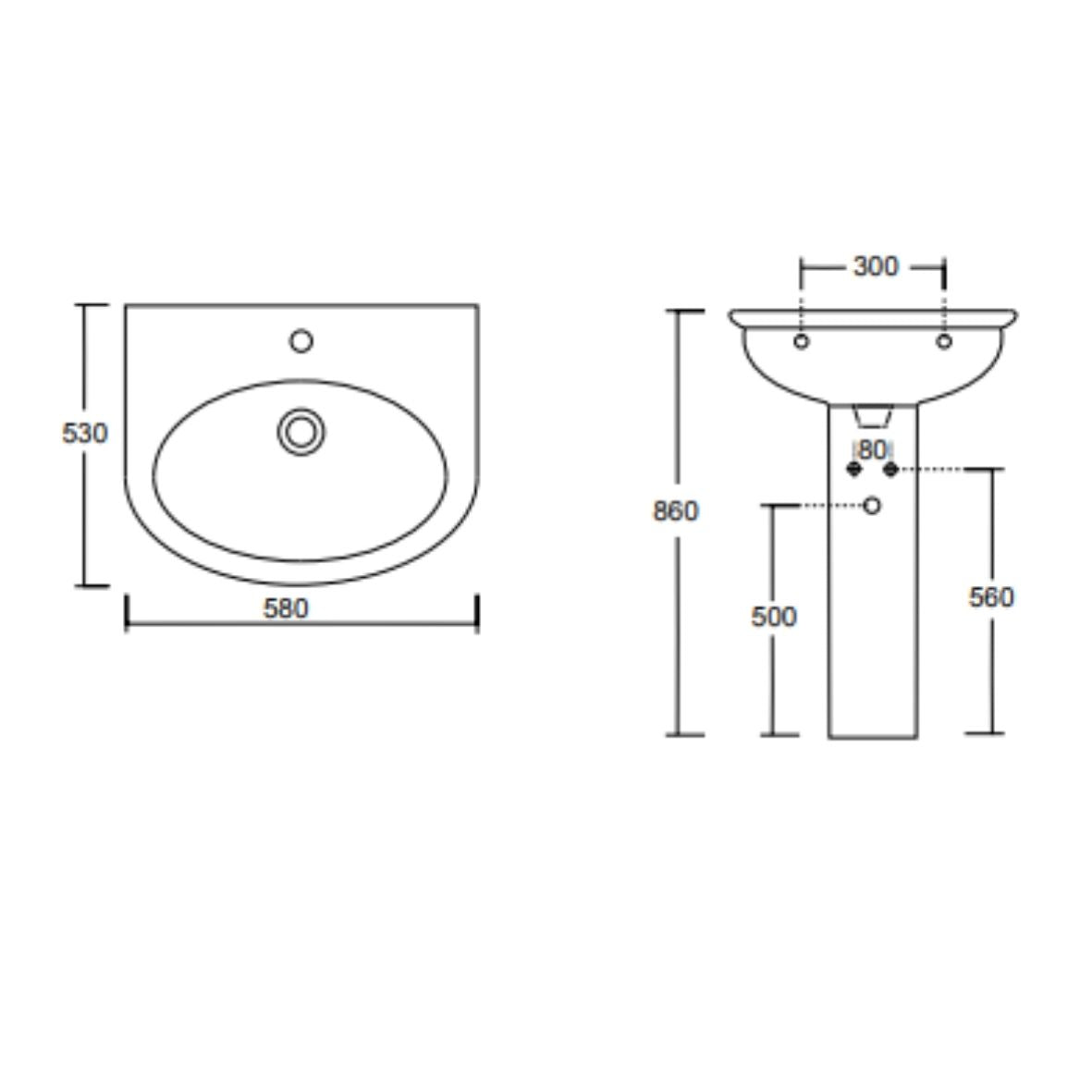 LAVABO  CON COLONNA SERIE FLY CM 63