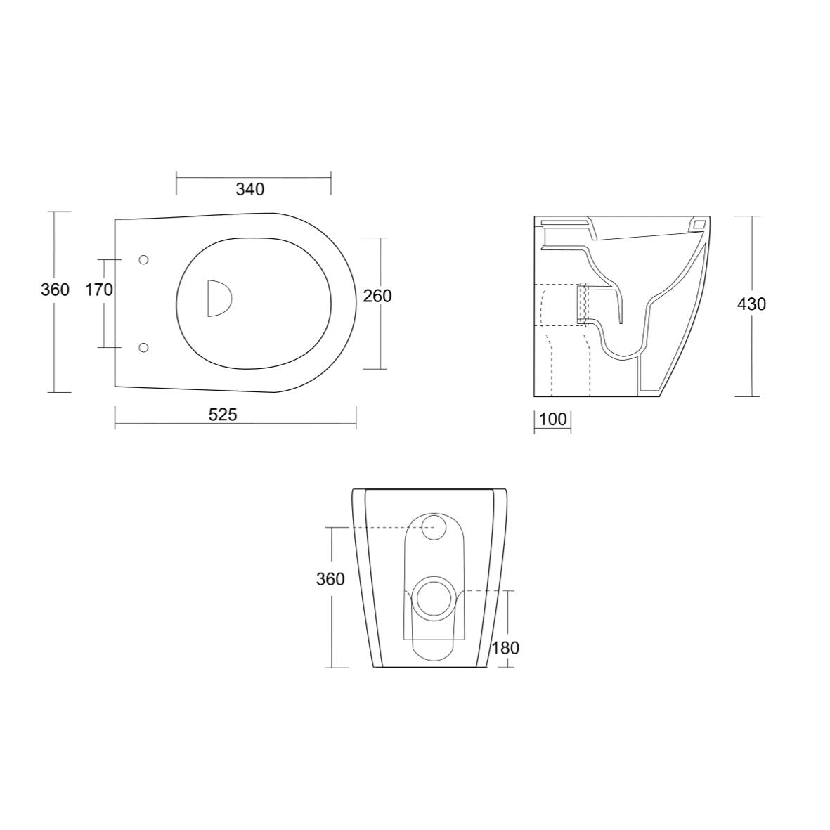 WC A TERRA FILO MURO SERIE AIDA BCO MAT