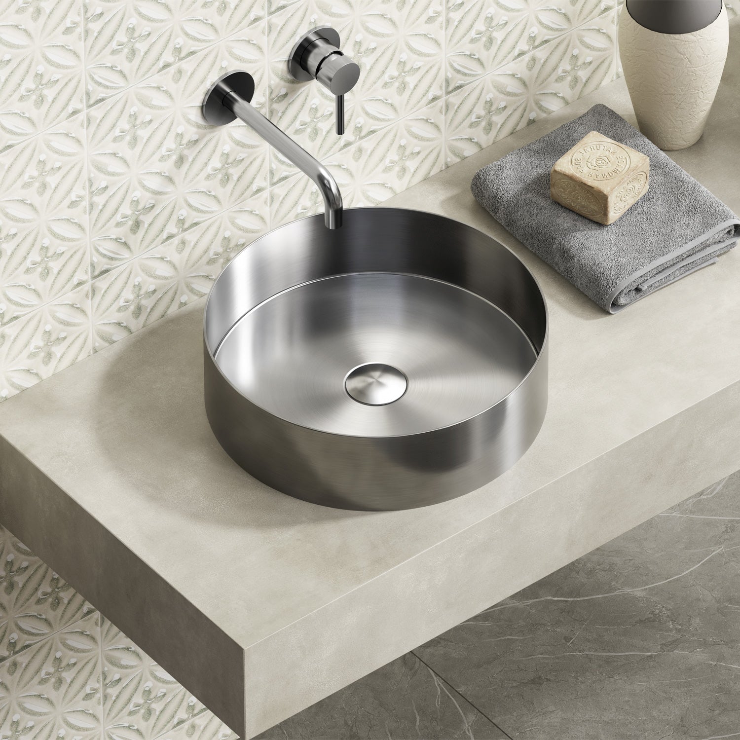 KARAG Lavabo da appoggio VENUS in acciaio inossidabile 380x380x110 mm