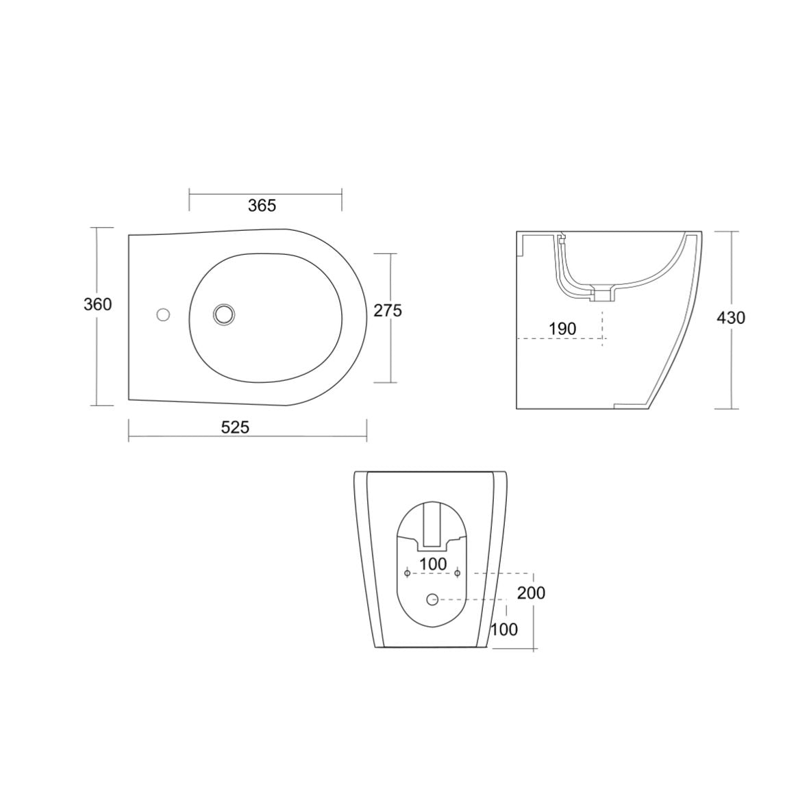 BIDET A TERRA FILO MURO SERIE AIDA BCO MAT