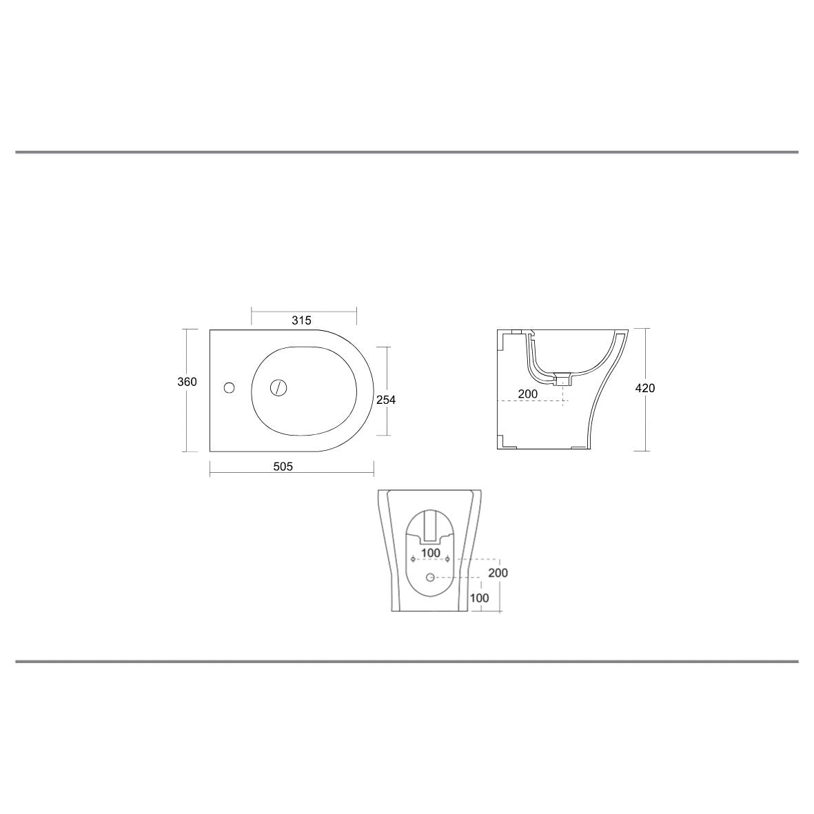 BIDET  A TERRA FILO MURO SERIE ZERO