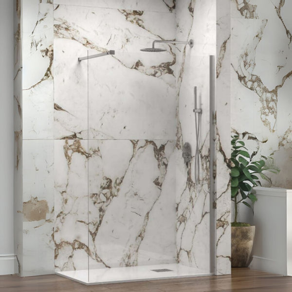 KARAG Parete fissa doccia WALKIN 1 CROMO vetro trasparente spess. 8 mm h. 2000 mm