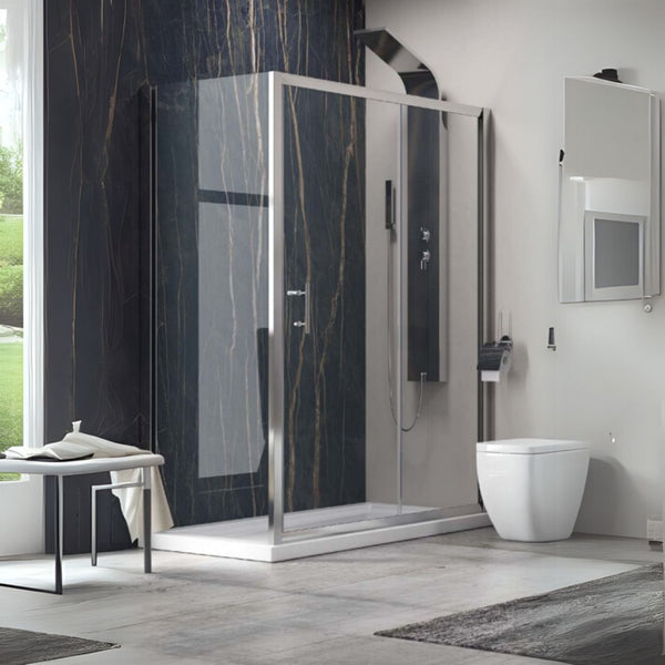 KARAG Box doccia FLORA 500 & S-10 CROMO vetro trasparente spess. 6 mm h. 1900 mm