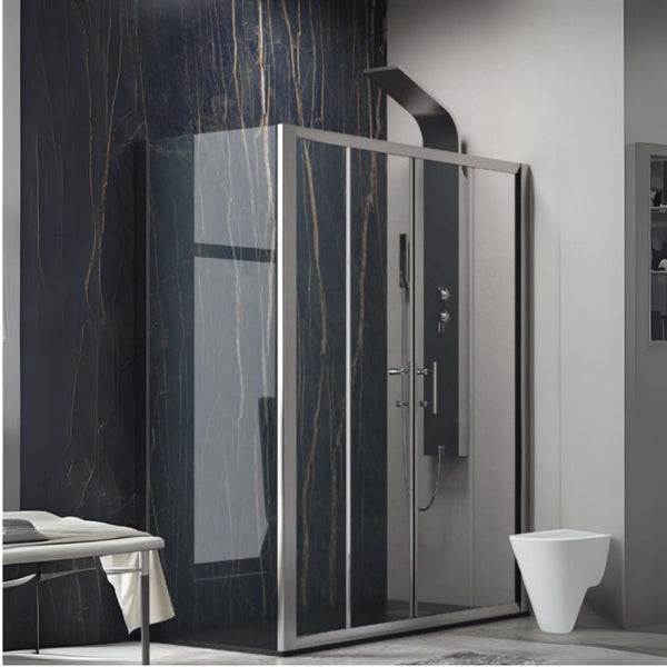 KARAG Box doccia FLORA 600 & S-10 CROMO vetro trasparente spess. 6 mm h. 1900 mm