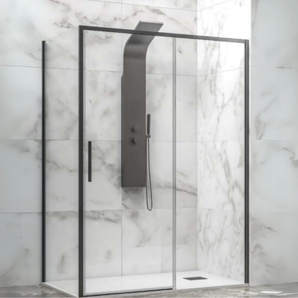 KARAG Box doccia LEA 400 & L-3811 NERO cristallo trasparente spess. 6 mm h. 2000 mm