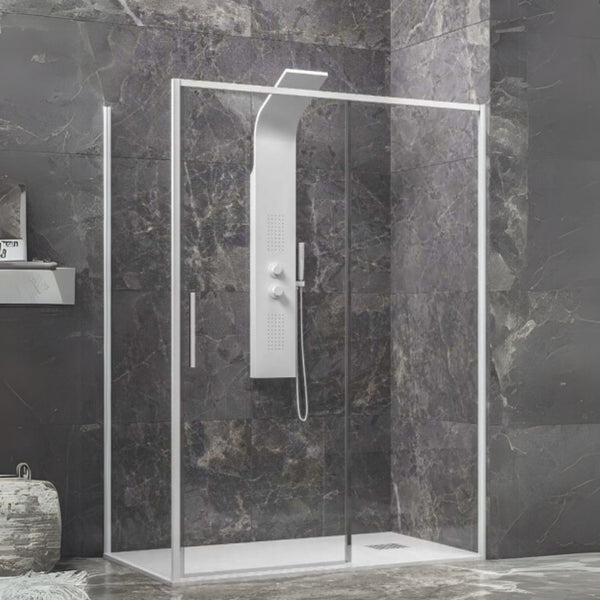 KARAG Box doccia LEA 400 & L-3811 BIANCO OPACO cristallo trasparente spess. 6 mm h. 2000 mm