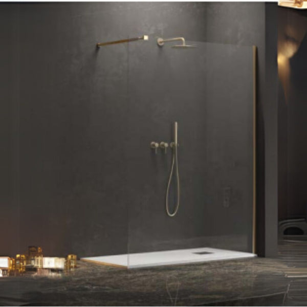 KARAG Parete fissa doccia WALKIN 1 ORO vetro trasparente spess. 8 mm h. 2000 mm