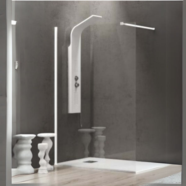 KARAG Parete fissa doccia WALKIN 1 BIANCO vetro trasparente spess. 8 mm h. 2000 mm
