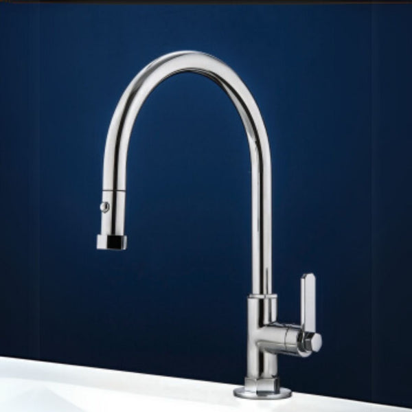 GATTONI Miscelatore lavello cucina con bocca girevole MECH C805/PC doccia estraibile 2 getti