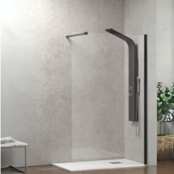 KARAG Parete fissa doccia WALKIN 1 NERO vetro trasparente spess. 8 mm h. 2000 mm