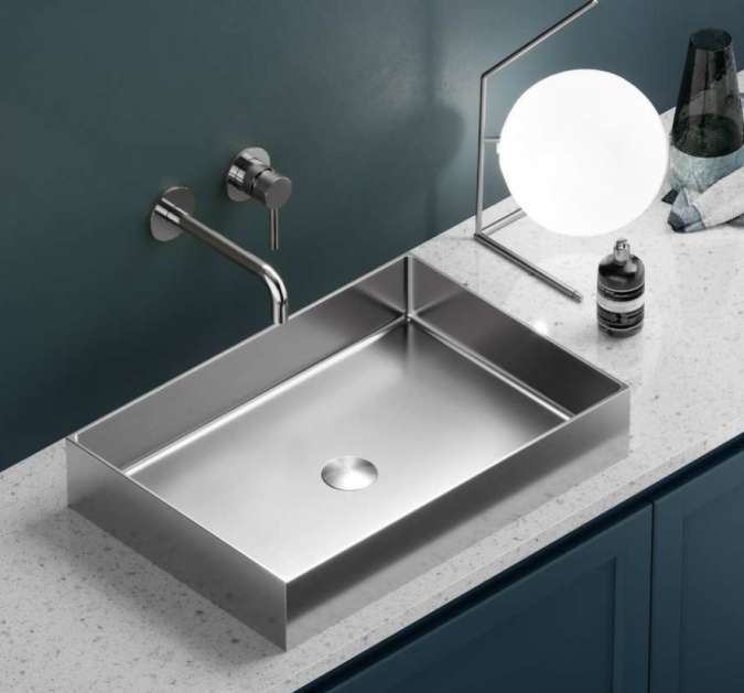 KARAG Lavabo da appoggio SATURN in acciaio inossidabile 550x380x100 mm
