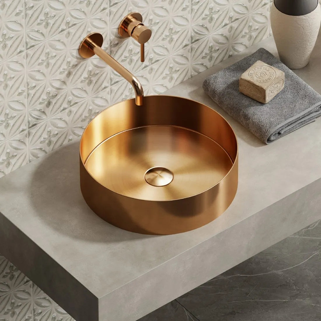 KARAG Lavabo da appoggio VENUS in acciaio inossidabile 380x380x110 mm