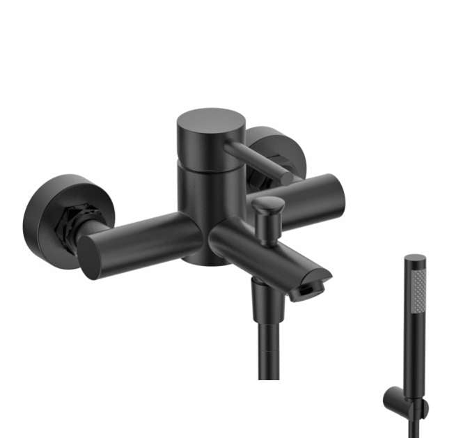 KARAG Miscelatore vasca esterno ARTEMIS cartuccia ceramica doccetta inox supporto in ottone flessibile PVC 150 mm