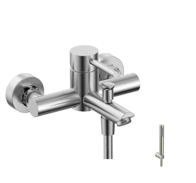 KARAG Miscelatore vasca esterno ARTEMIS cartuccia ceramica doccetta inox supporto in ottone flessibile PVC 150 mm