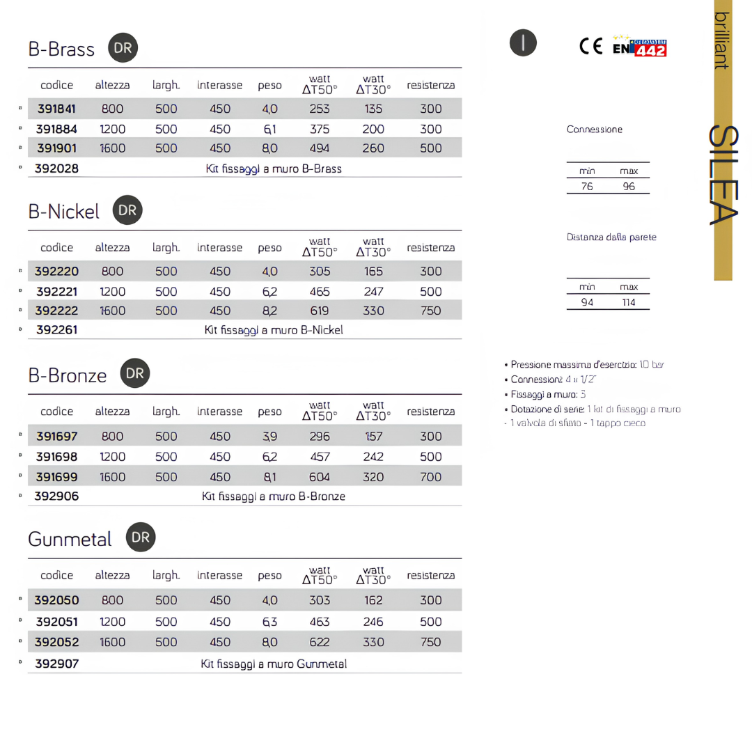 TERMOARREDO SILEA LAZZARINI B-BRASS H800 L 500