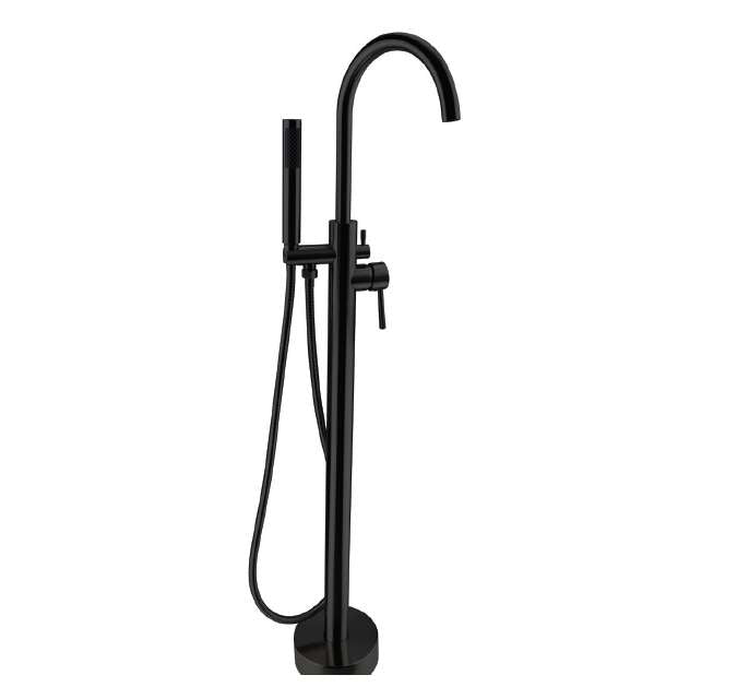 KARAG Miscelatore vasca da terra ARTEMIS cartuccia ceramica doccetta ABS flessibile inox 150 cm